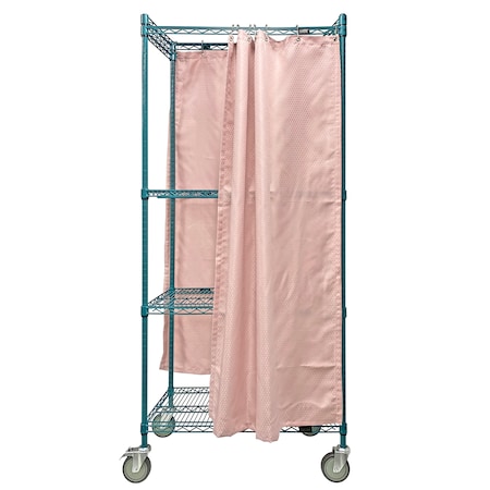 Quantum Storage Systems 80"H - Single Curtain, Double Sided 3 Shelf Wire Shelving Cart WRC74-1836FP-3PC